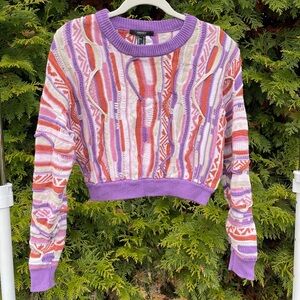 Vibrant Purple and Red Women's Cropped Sweater